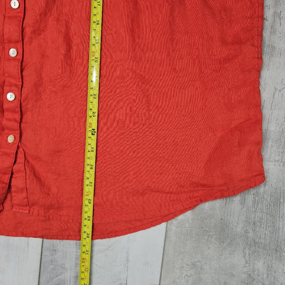 Sigrid Olsen Button Up Shirt Linen Plus 2X Rolled Tab Sleeve Coastal Lagenlook - Picture 5 of 11